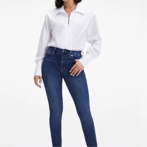 Good American zip front poplin bodysuit